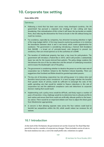 10. Corporate tax setting Summary •