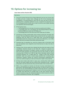 10. Options for increasing tax Summary •