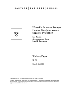 When Performance Trumps Gender Bias: Joint versus Separate Evaluation Working Paper