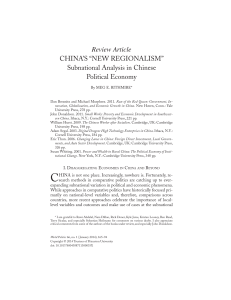 Review Article CHINA’S “NEW REGIONALISM” Subnational Analysis in Chinese Political Economy