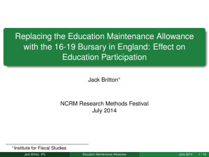 Replacing the Education Maintenance Allowance Education Participation