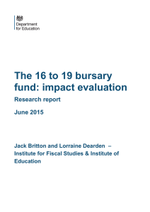 The 16 to 19 bursary fund: impact evaluation Research report June 2015