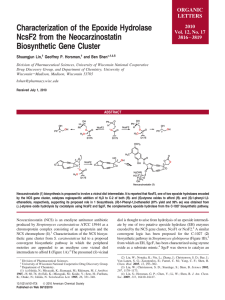 Characterization of the Epoxide Hydrolase NcsF2 from the Neocarzinostatin Biosynthetic Gene Cluster ORGANIC