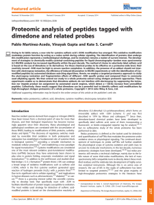Proteomic analysis of peptides tagged with dimedone and related probes