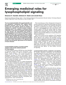 Emerging medicinal roles for lysophospholipid signaling