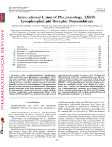 International Union of Pharmacology. XXXIV. Lysophospholipid Receptor Nomenclature
