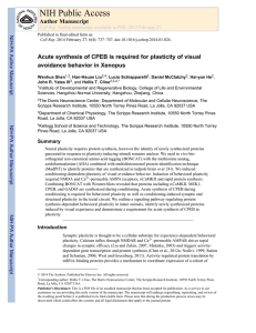 NIH Public Access avoidance behavior in Xenopus Author Manuscript