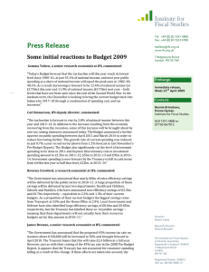 Press Release Some initial reactions to Budget 2009 