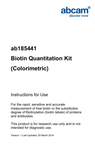 ab185441 Biotin Quantitation Kit (Colorimetric) Instructions for Use