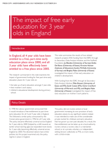 The impact of free early education for 3 year olds in England