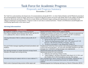Task Force for Academic Progress Proposals and Progress Summary November 3, 2014