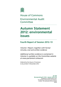 Autumn Statement 2012: environmental issues House of Commons
