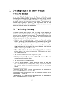 7.  Developments in asset-based welfare policy