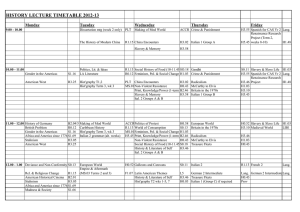 HISTORY LECTURE TIMETABLE 2012-13 Monday Tuesday Wednesday