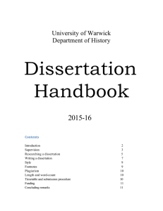 Dissertation Handbook 2015-16 University of Warwick