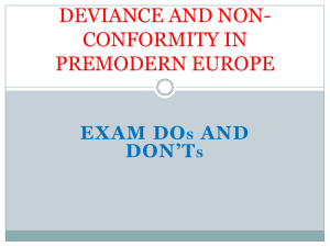 DEVIANCE AND NON- CONFORMITY IN PREMODERN EUROPE EXAM DO