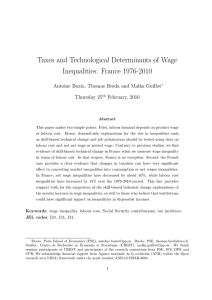 Taxes and Technological Determinants of Wage Inequalities: France 1976-2010 Thursday 25