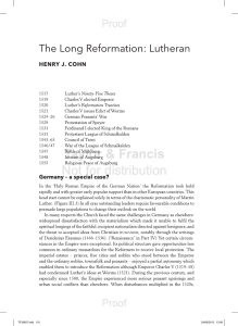 The Long Reformation: Lutheran HENRY J. COHN