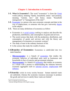 Chapter 1: Introduction to Economics 1-1.