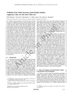 Pollution from China increases cloud droplet number, Ralf Bennartz, Jiwen Fan,