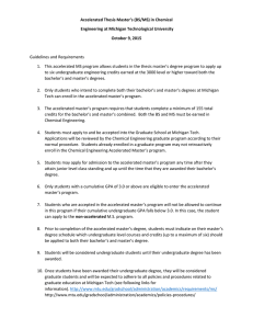 Accelerated Thesis Master’s (BS/MS) in Chemical Engineering at Michigan Technological University