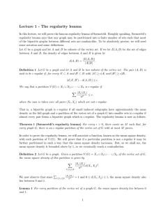 Lecture 1 - The regularity lemma