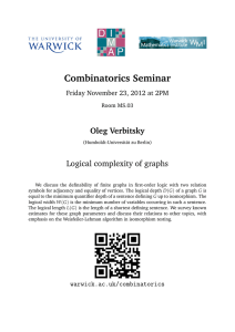 Combinatorics Seminar Oleg Verbitsky Logical complexity of graphs
