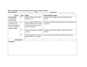 Rubric for Michigan Tech Annual Assessment Report for Degree Programs