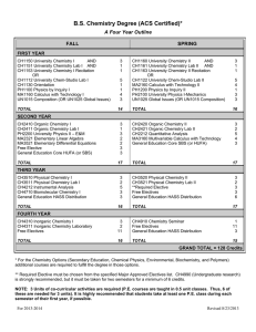 B.S. Chemistry Degree (ACS Certified)* A Four Year Outline FALL SPRING