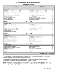 B.S. Chemistry Degree (ACS Certified)* A Four Year Outline FALL SPRING