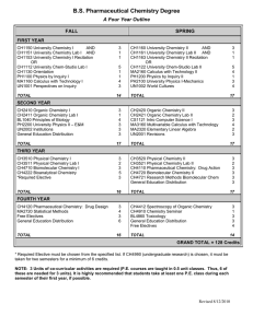 B.S. Pharmaceutical Chemistry Degree A Four Year Outline FALL SPRING
