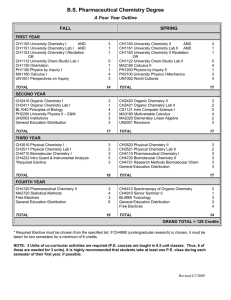 B.S. Pharmaceutical Chemistry Degree A Four Year Outline FALL SPRING