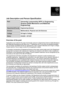 Job Description and Person Specification University Lecturership (NTF) in Engineering