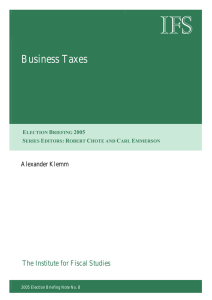 IFS Business Taxes  The Institute for Fiscal Studies