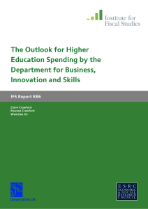 The Outlook for Higher Education Spending by the tment for Business, Depar