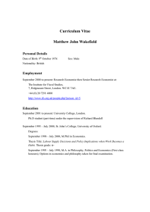 Curriculum Vitae Matthew John Wakefield Personal Details Employment