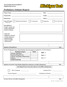 Preliminary Estimate Request FACILITIES MANAGEMENT Engineering Services