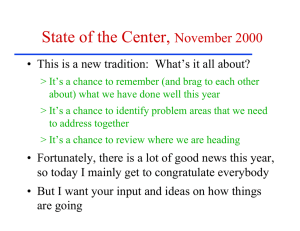 State of the Center, November 2000