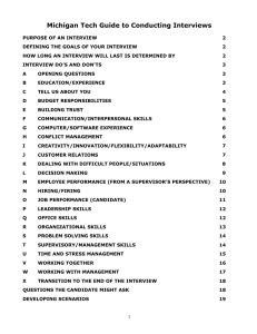 Michigan Tech Guide to Conducting Interviews