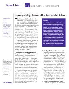 T Improving Strategic Planning at the Department of Defense Research Brief