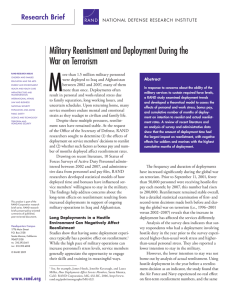 M Military Reenlistment and Deployment During the War on Terrorism Research Brief