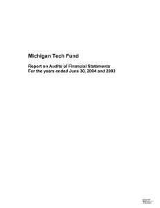 Michigan Tech Fund  Report on Audits of Financial Statements