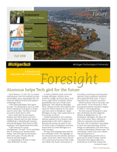Foresight Future. Alumnus helps Tech gird for the future