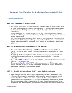 Frequently Asked Questions for New Uniform Guidance at 2 CFR...