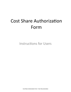 Cost Share Authoriza on  Form Instruc ons for Users  