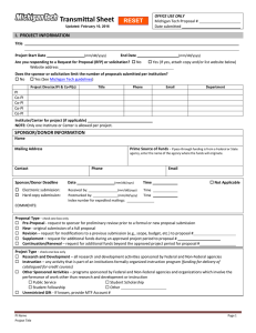 Transmittal Sheet RESET I.  PROJECT INFORMATION