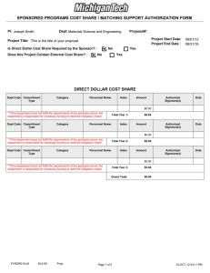 SPONSORED PROGRAMS COST SHARE / MATCHING SUPPORT AUTHORIZATION FORM