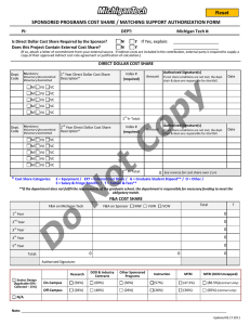 SPONSORED PROGRAMS COST SHARE / MATCHING SUPPORT AUTHORIZATION FORM