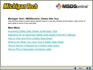 Michigan Tech / MSDSonline: Viewer Site Tour