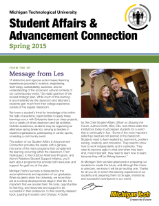 Student Affairs &amp; Advancement Connection Message from Les